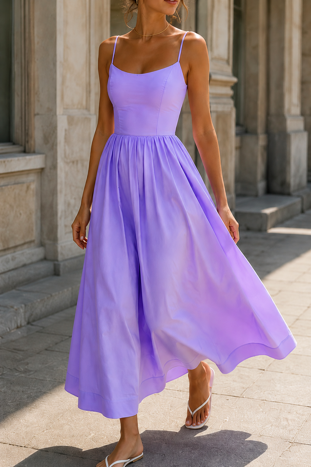 Robe Calyra™ – Bretelles Fines & Jupe Évasée