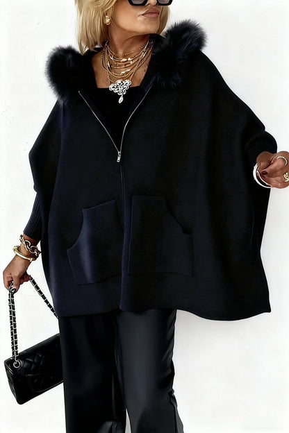 Cardigan Peluche Zippé Capuche