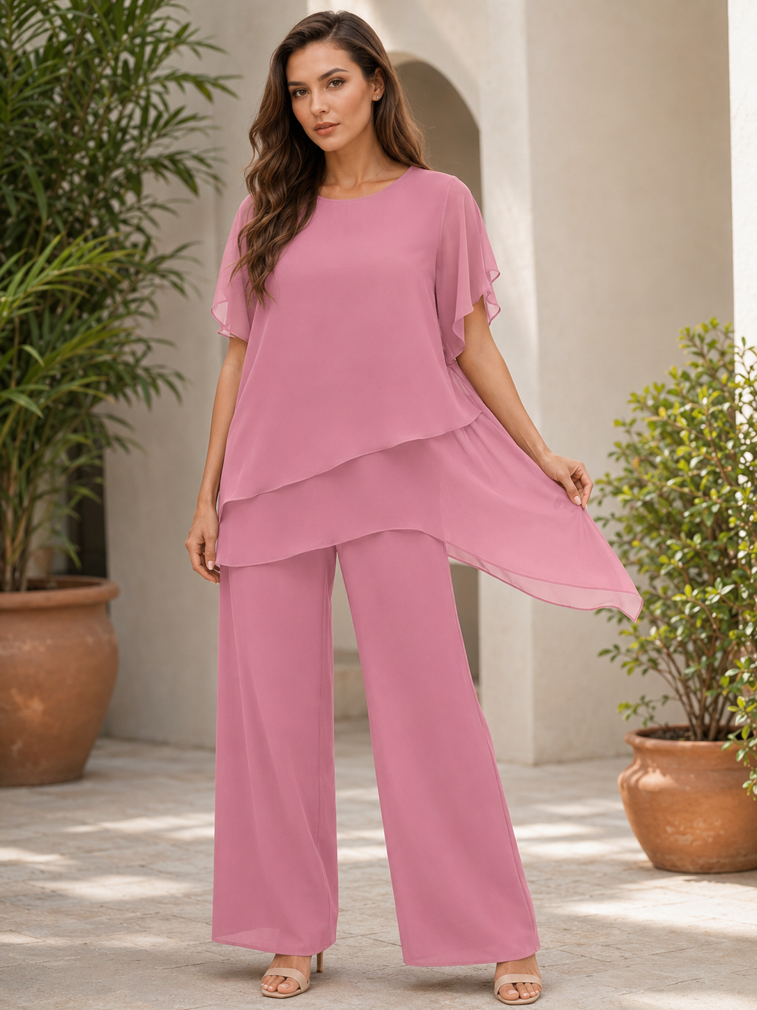 Ensemble Chiffon Irrégulier