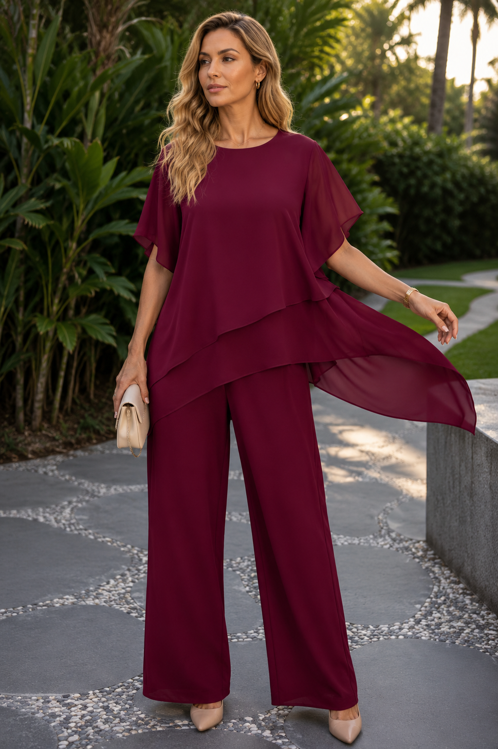 Ensemble Chiffon Irrégulier