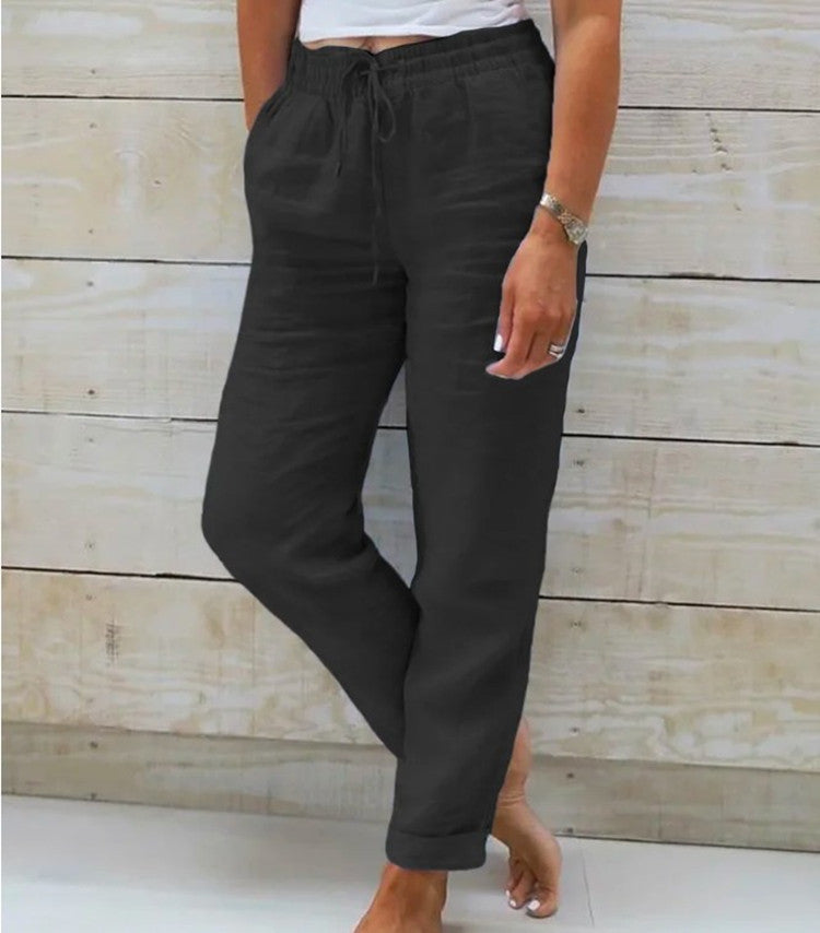 Pantalon Lin Taille Haute