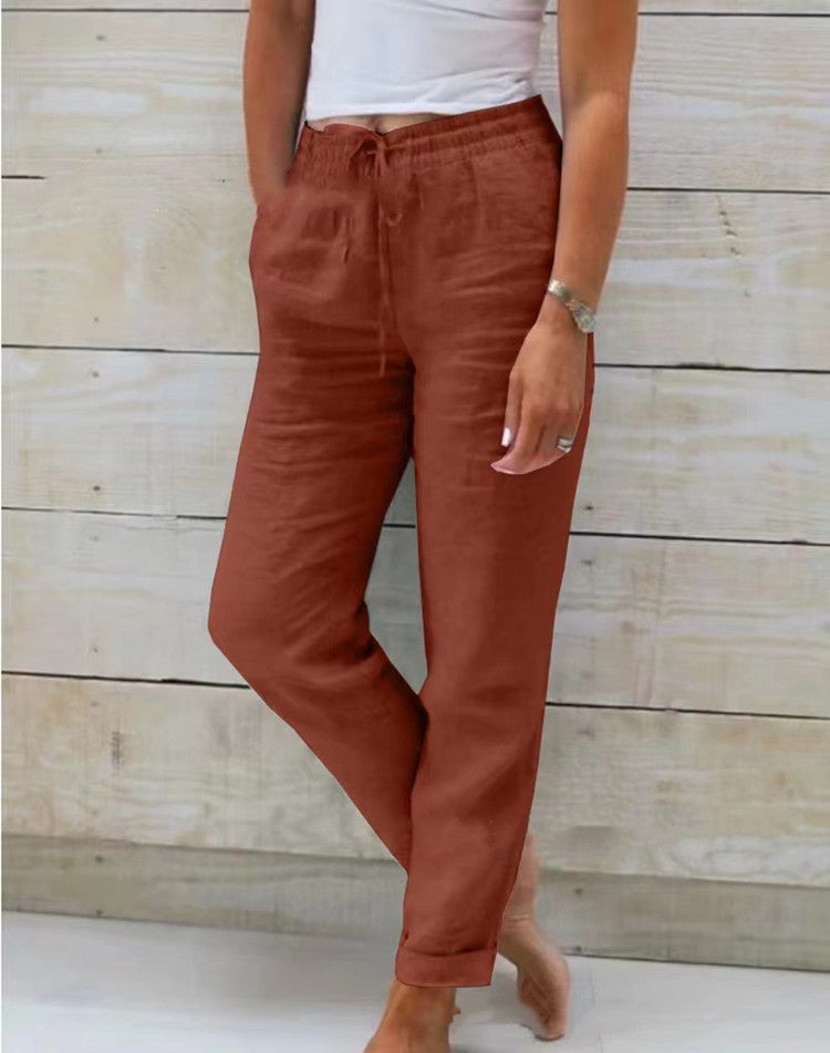 Pantalon Lin Taille Haute
