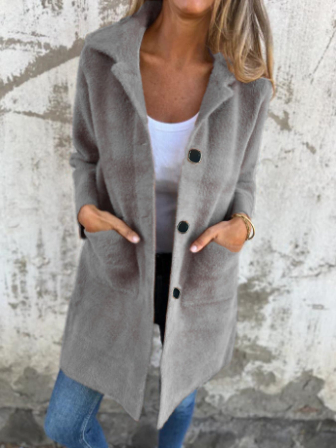 Manteau Col Polo Mi-Long