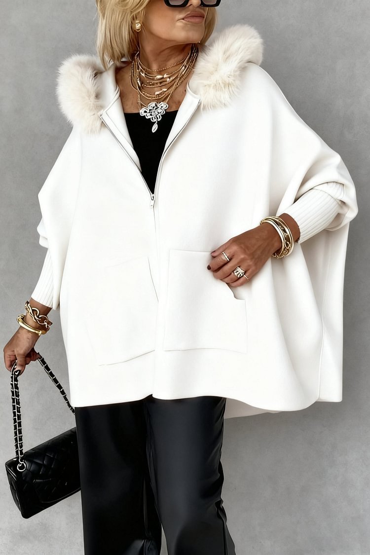 Cardigan Peluche Zippé Capuche