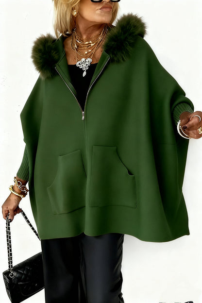 Cardigan Peluche Zippé Capuche