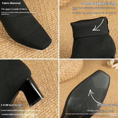Boots Chaussette Talon Bloc