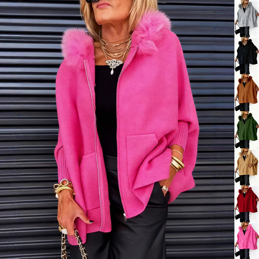 Cardigan Peluche Zippé Capuche