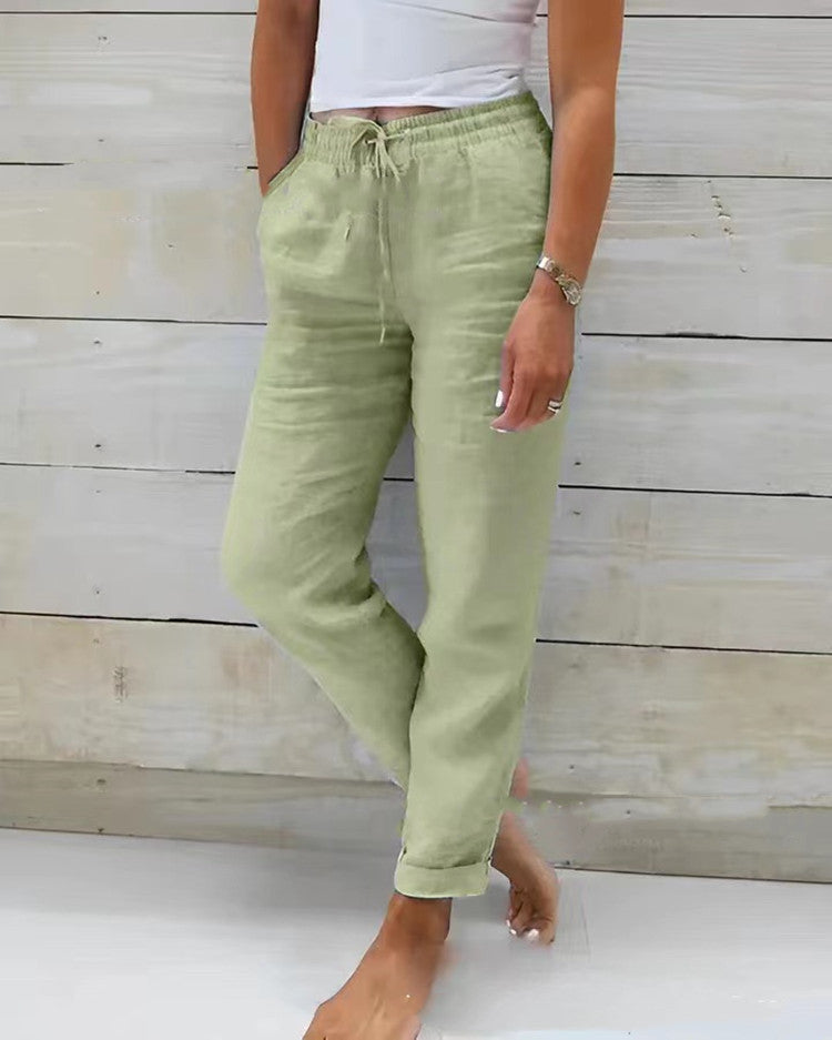 Pantalon Lin Taille Haute