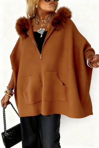 Cardigan Peluche Zippé Capuche