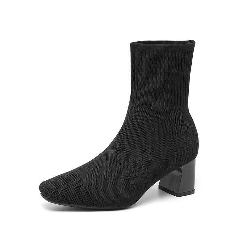 Boots Chaussette Talon Bloc
