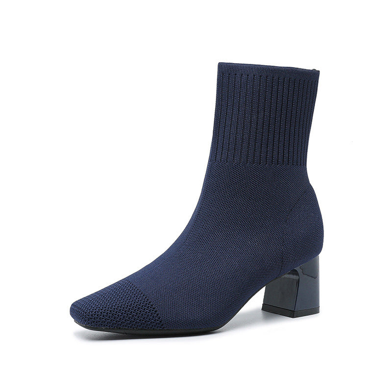 Boots Chaussette Talon Bloc