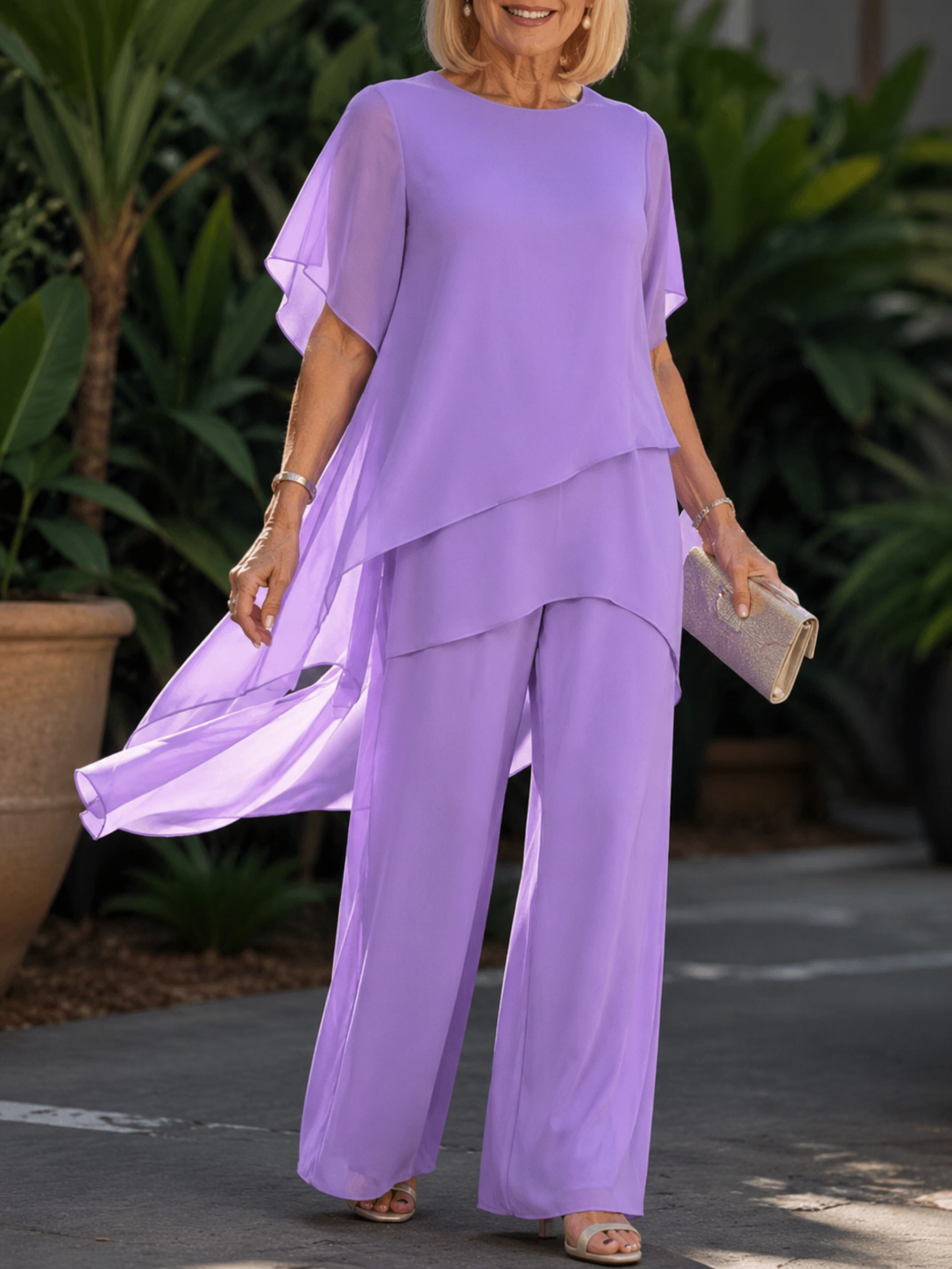 Ensemble Chiffon Irrégulier