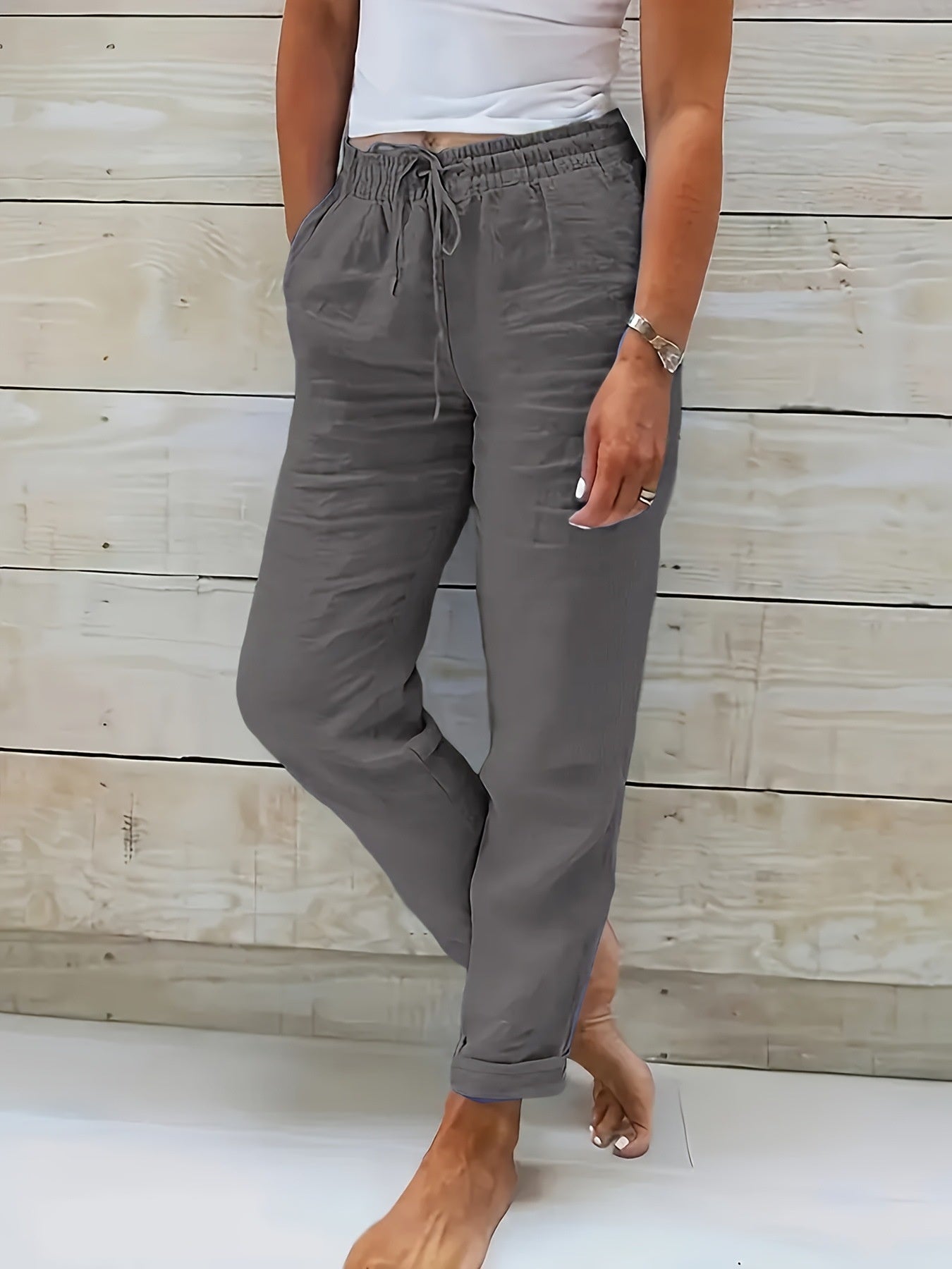 Pantalon Lin Taille Haute