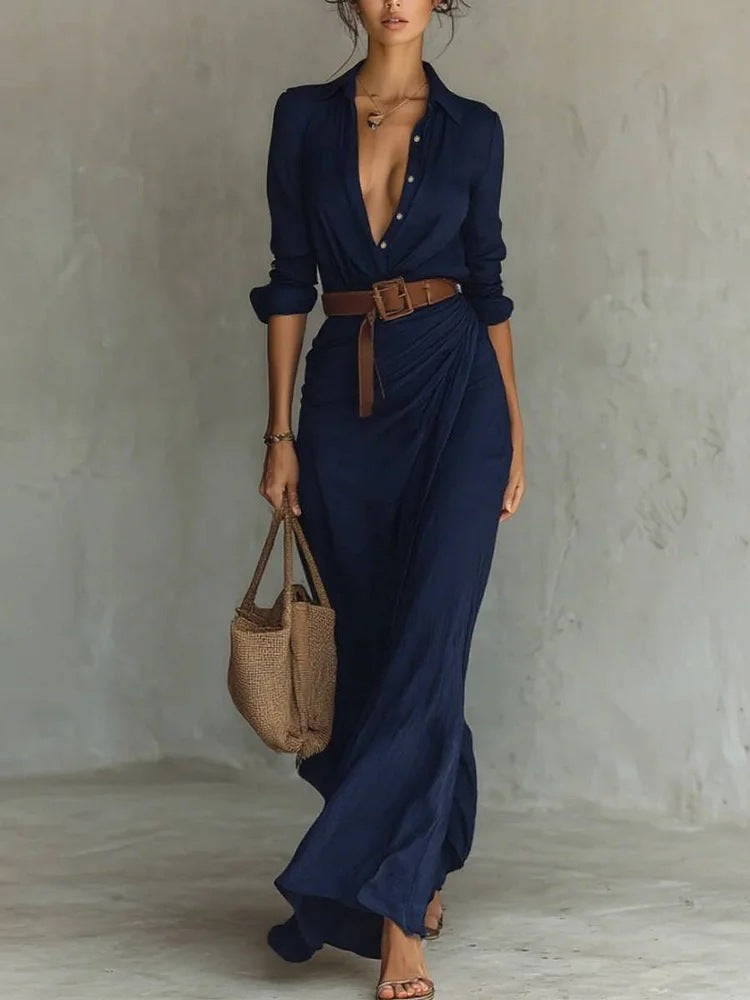 Robe Longue Ceinturée Bureau