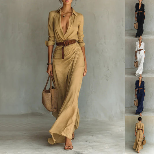 Robe Longue Ceinturée Bureau