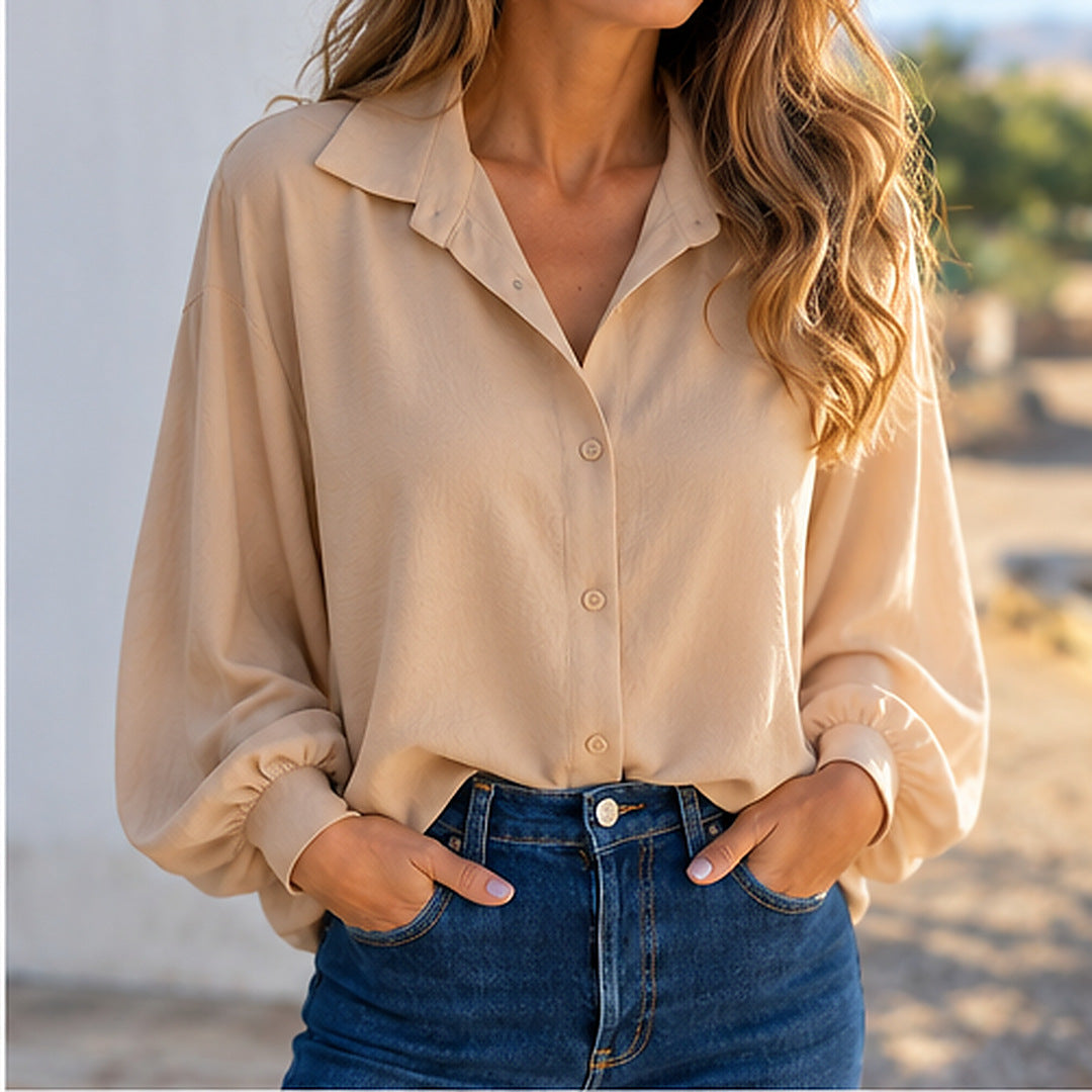 Chemise Aurélia™ – Col à Revers & Manches Bouffantes