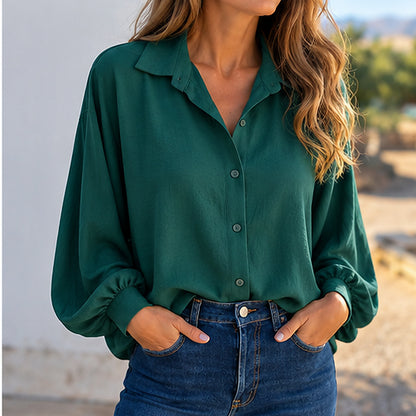 Chemise Aurélia™ – Col à Revers & Manches Bouffantes