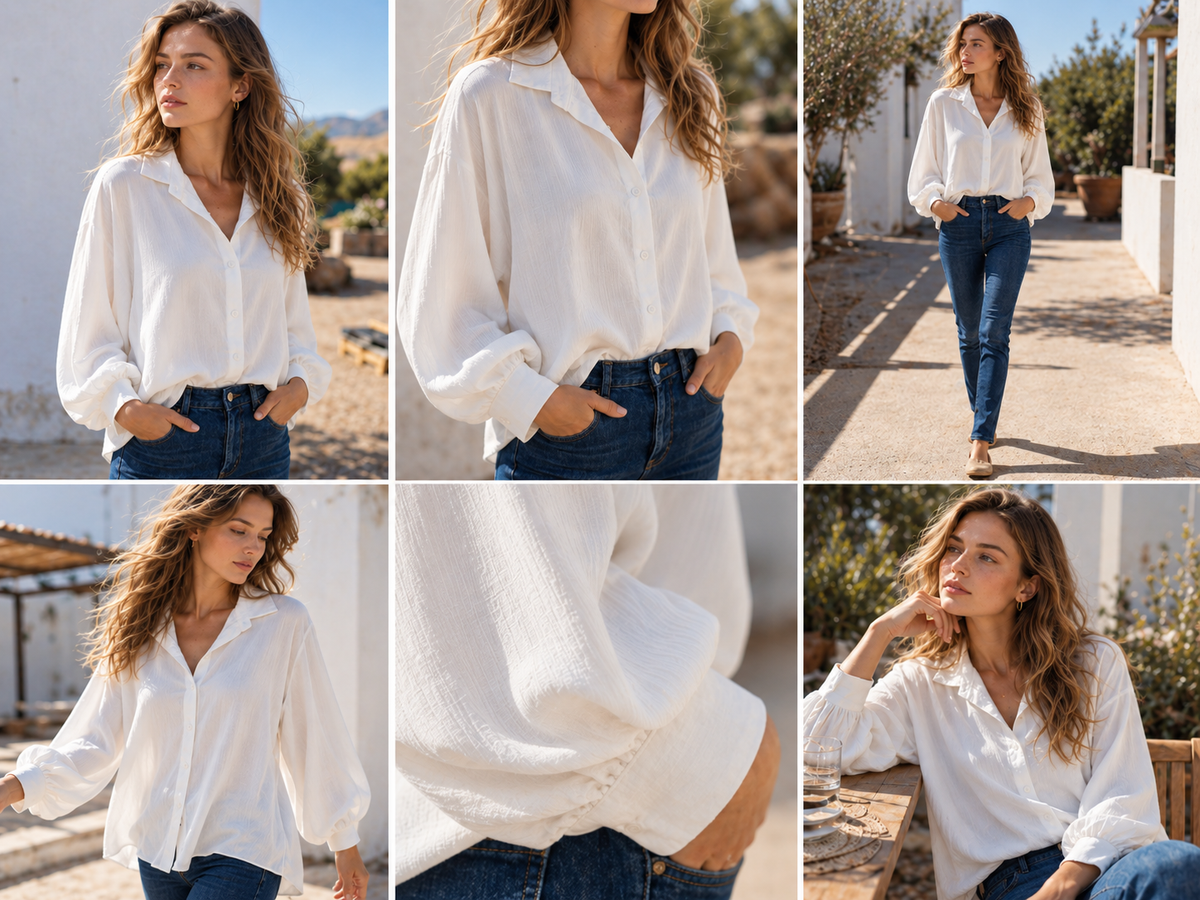 Chemise Aurélia™ – Col à Revers & Manches Bouffantes