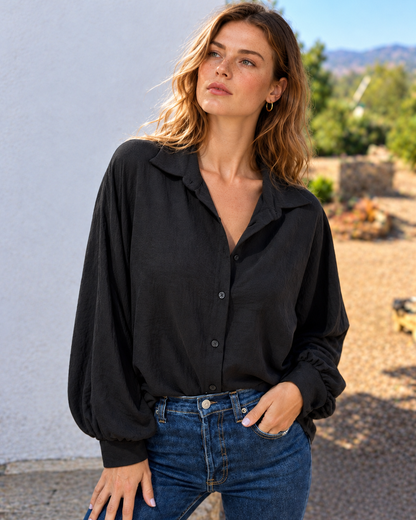Chemise Aurélia™ – Col à Revers & Manches Bouffantes