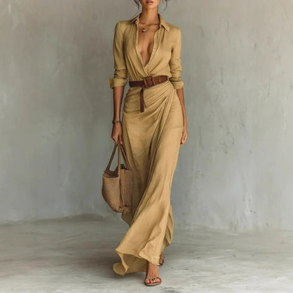 Robe Longue Ceinturée Bureau
