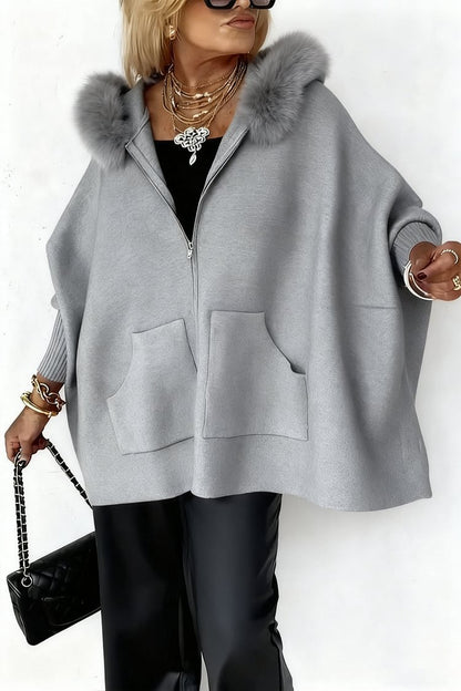 Cardigan Peluche Zippé Capuche