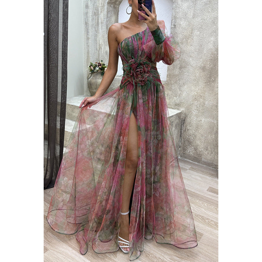 Robe Longue Tie-Dye Épaules Nues