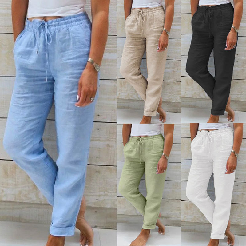 Pantalon Lin Taille Haute