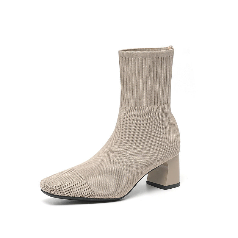 Boots Chaussette Talon Bloc
