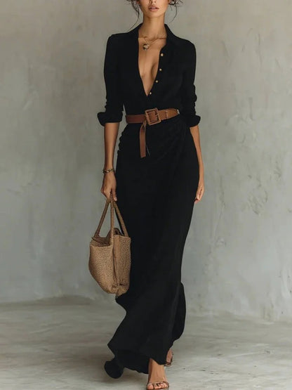Robe Longue Ceinturée Bureau