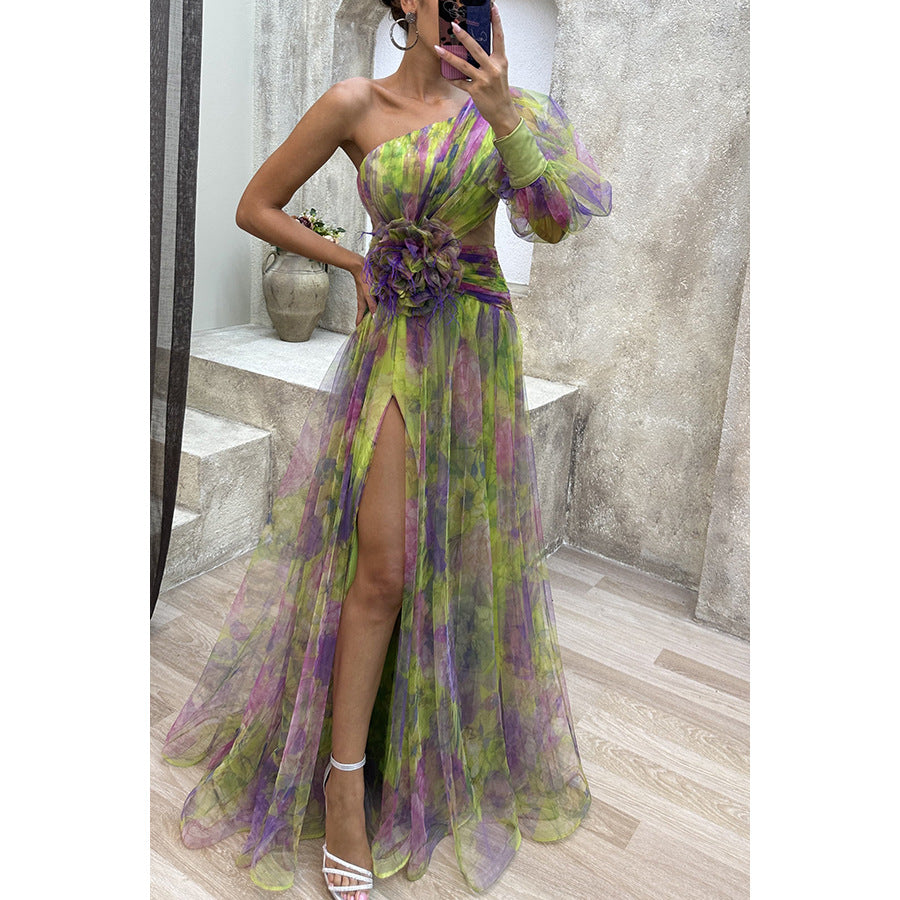 Robe Longue Tie-Dye Épaules Nues
