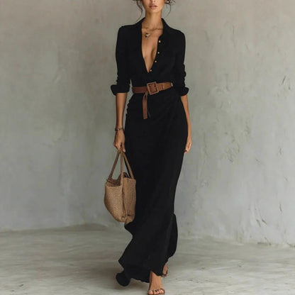 Robe Longue Ceinturée Bureau