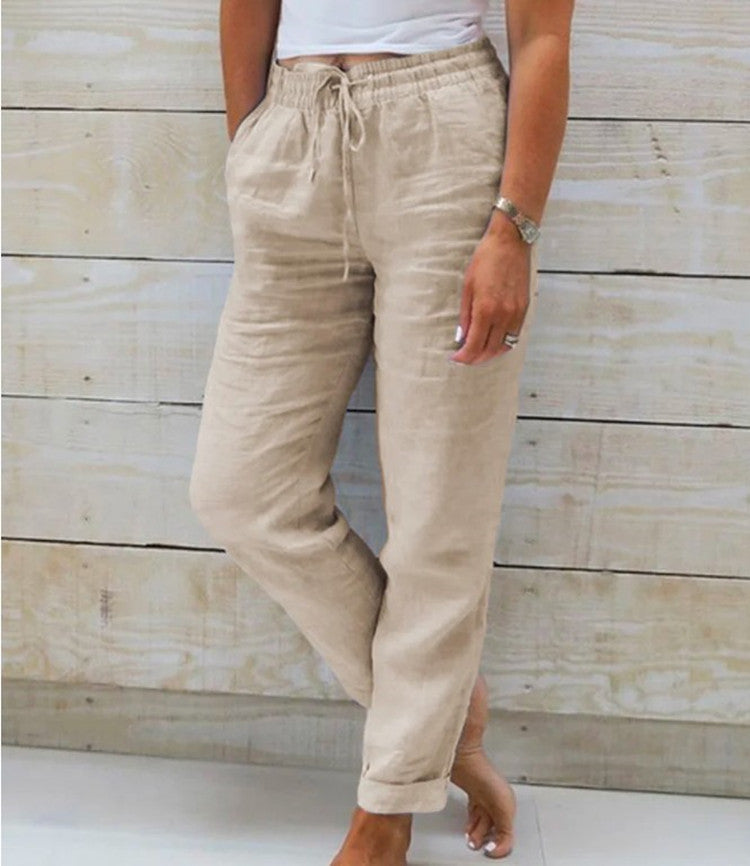 Pantalon Lin Taille Haute